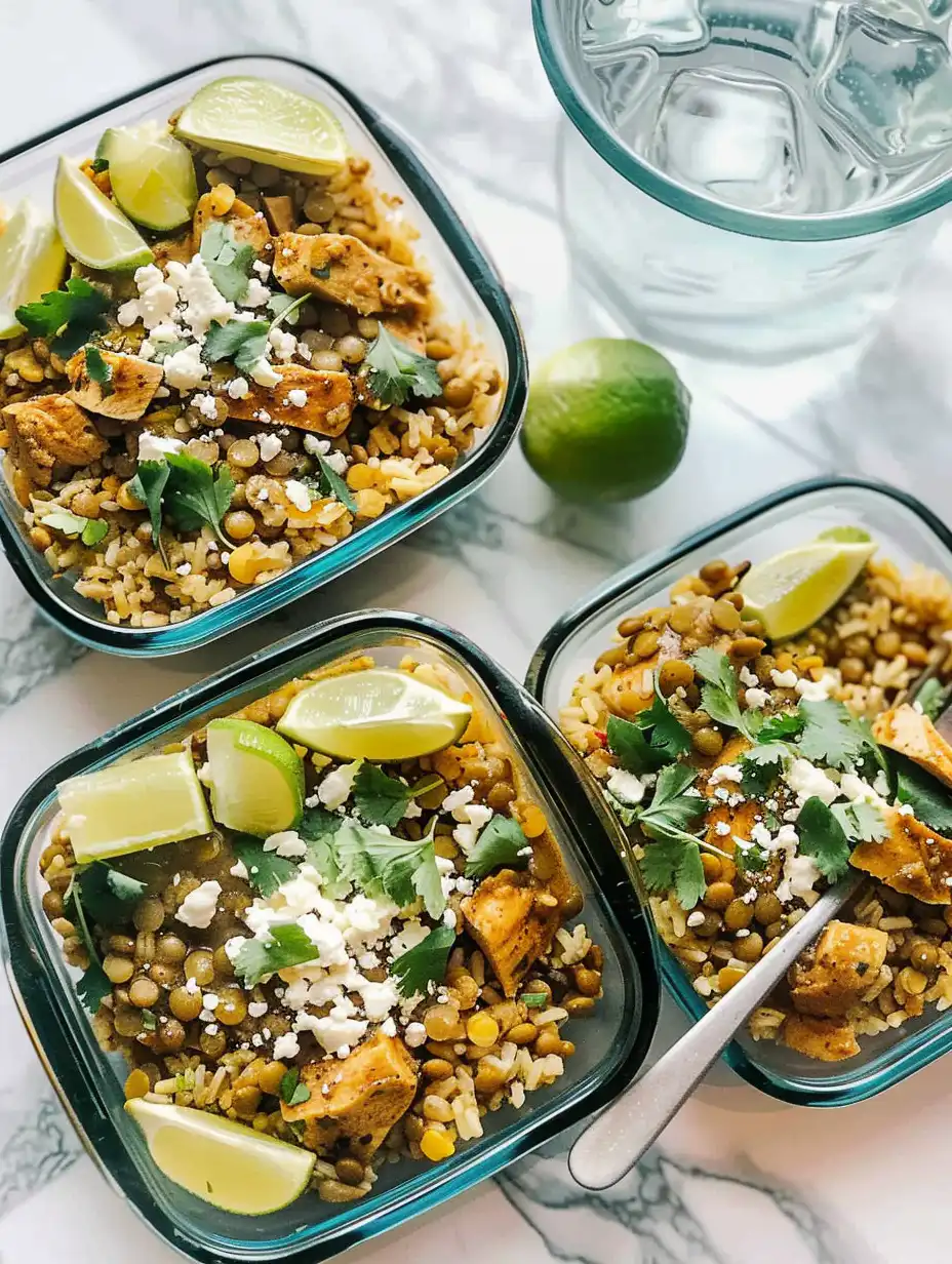 Cilantro Lime Chicken and Lentil Rice Bowls