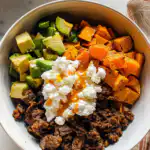 Cottage Cheese Sweet Potato Beef Bowl