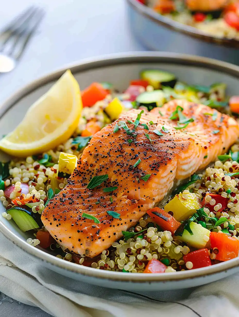 Mediterranean Salmon and Vegetable Quinoa