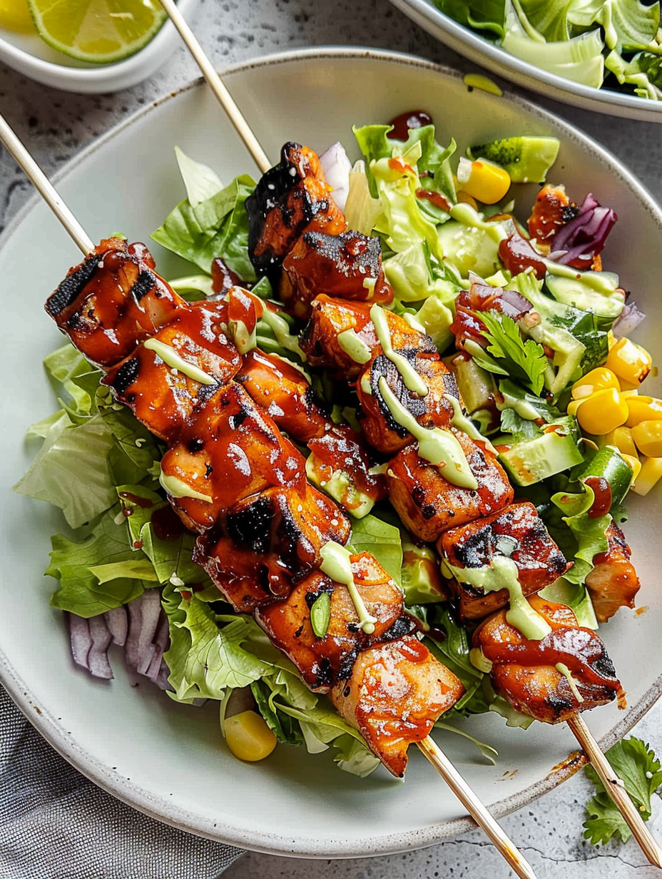 BBQ Chicken Skewer Salad