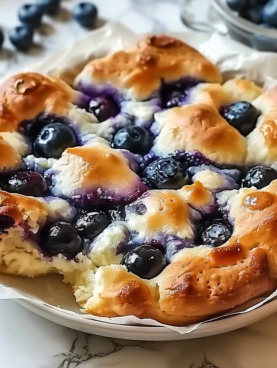 Fluffy Cottage Cheese Blueberry Bake