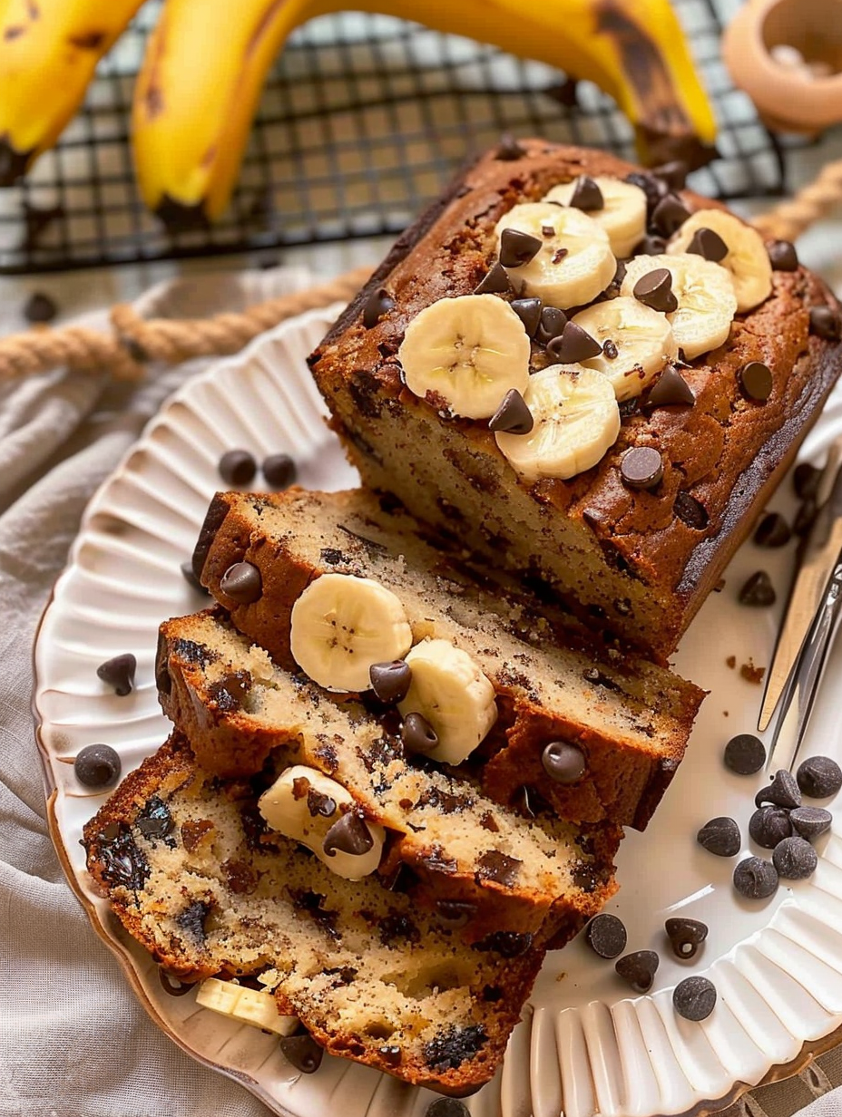 Skinny Chocolate Chip Banana Bread (Low Calorie)