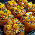 Teriyaki Pineapple Chicken and Rice Stuffed Peppers