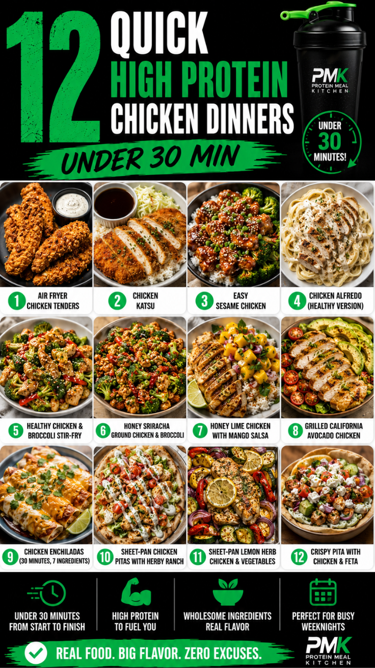 12 Quick High-Protein Chicken Dinners Under 30 Minutes