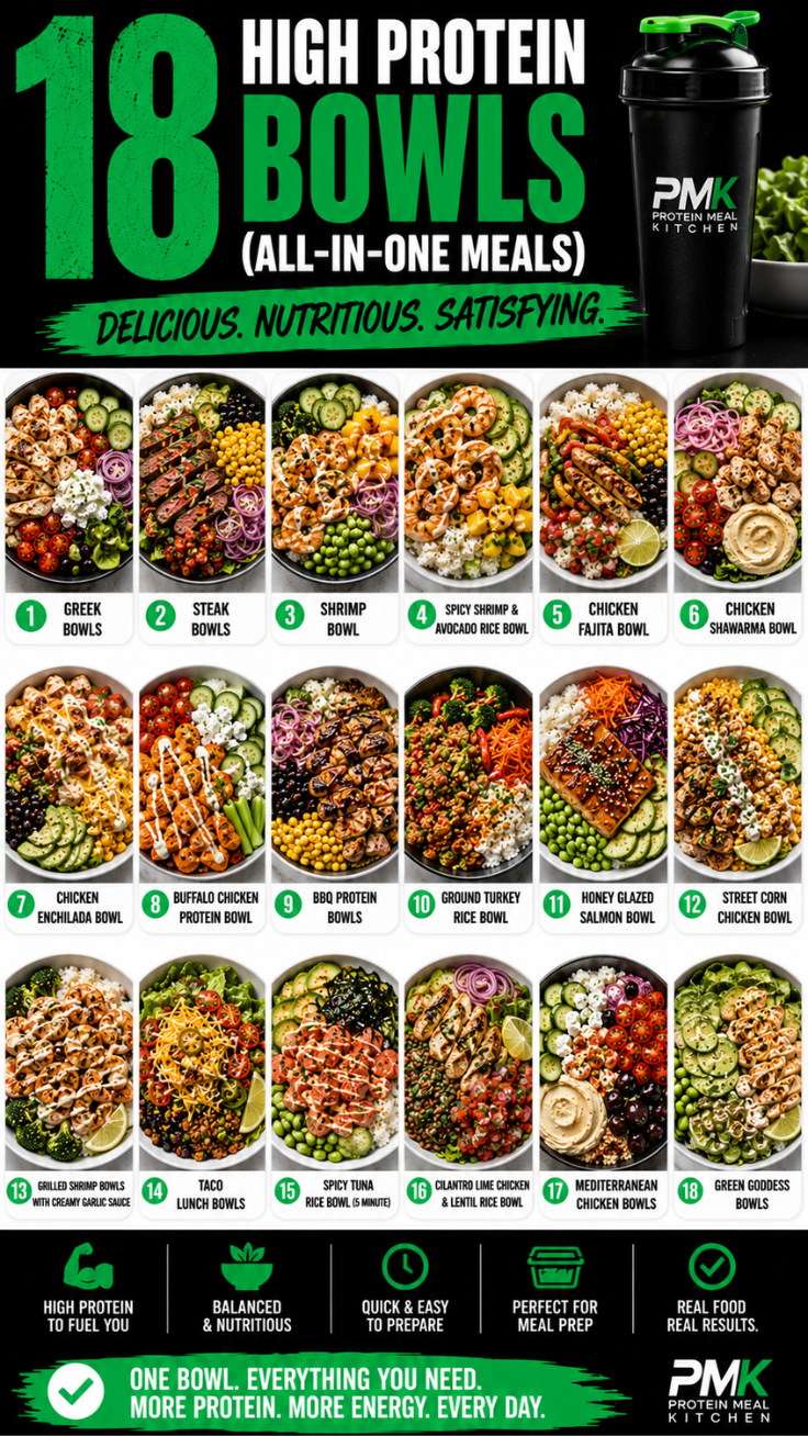 18 High Protein Bowls (All-in-One Meals) for Easy Prep
