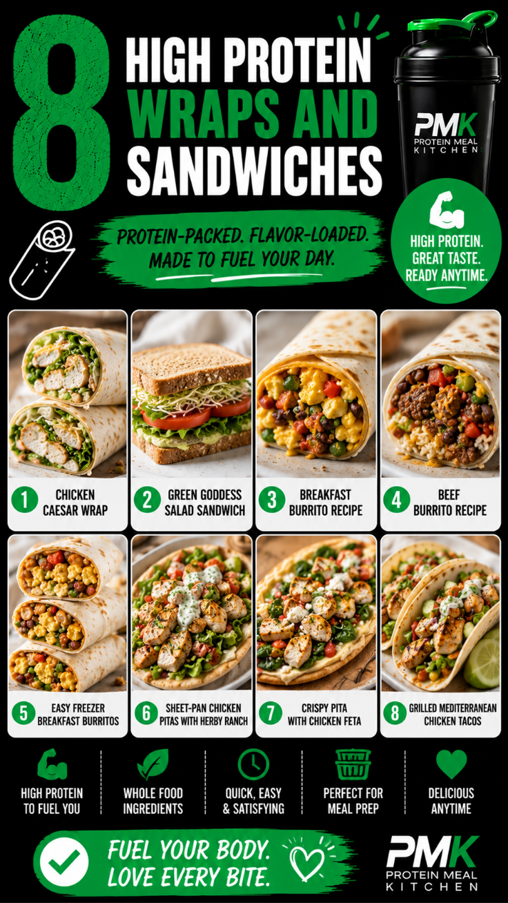 8 High Protein Wraps, Sandwiches & Handheld Meals