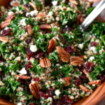 Cranberry Kale Quinoa Salad with Candied Pecans