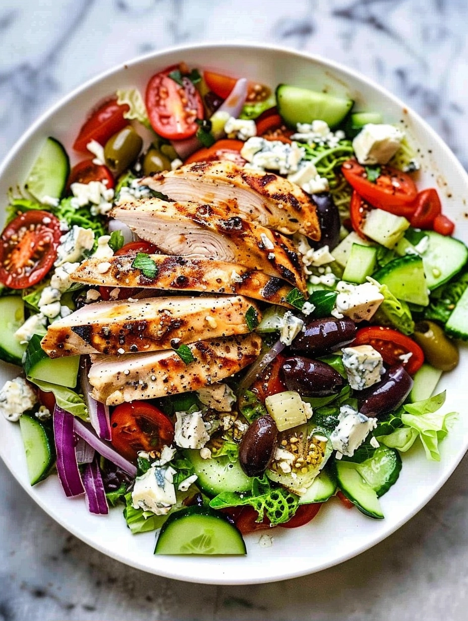 HEALTHY GREEK SALAD WITH CHICKEN
