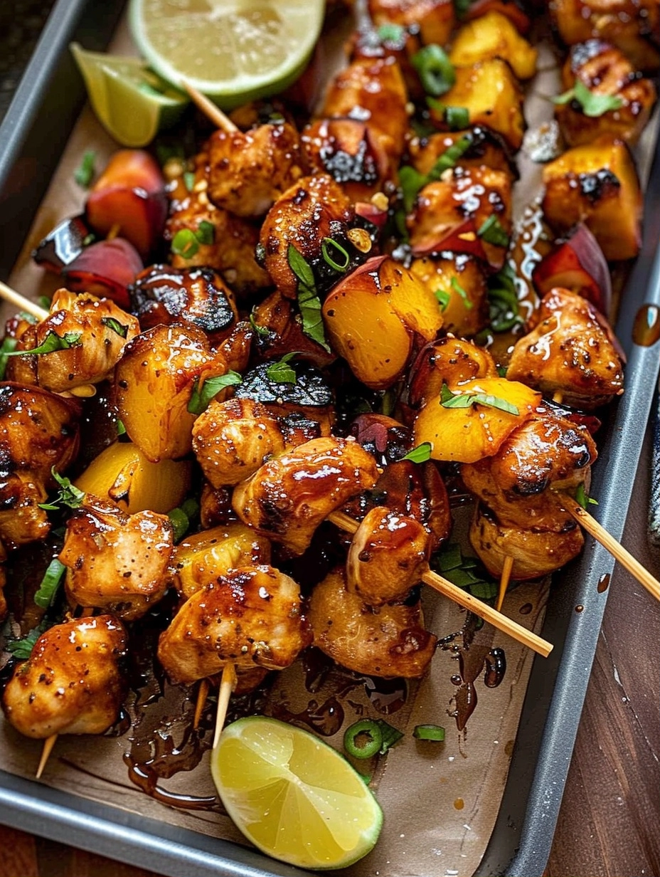 Jalapeño Peach Chicken Skewers