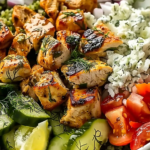 Low Carb High Protein Mediterranean Lemon Dill Chicken Bowl