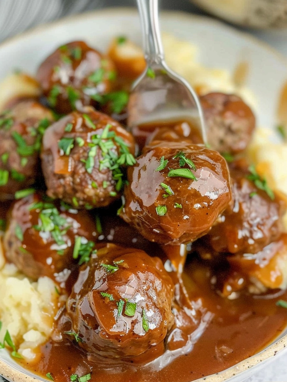 Slow Cooker Salisbury Steak Meatballs